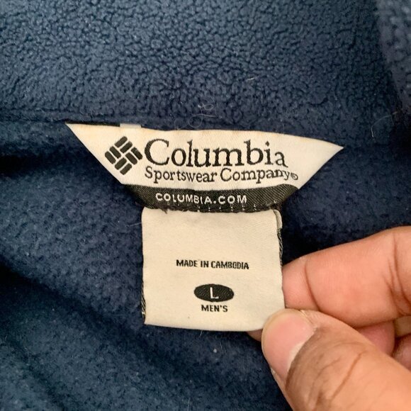 Columbia Fleece Full Zip Sweater Men's Large Navy Blue Outdoor Hiking Camping - Picture 3 of 5